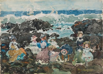 Surf, Cohasset, ca. 1900-5 (akvarel og grafit) af Maurice Brazil Prendergast
