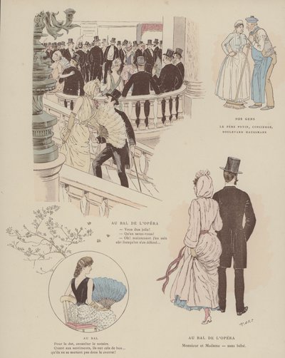 Illustration til Paris Brillant (farve litho) af Maurice Charles Mathieu Bonvoisin