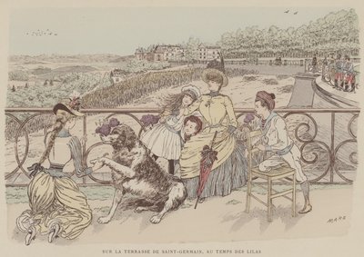 Illustration til Paris Brillant (farve litografi) af Maurice Charles Mathieu Bonvoisin