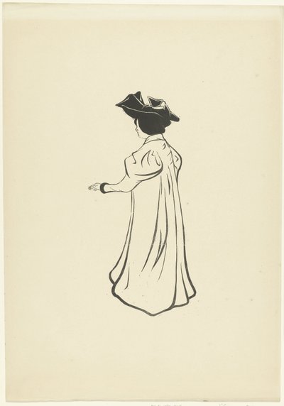 Stående kvinde med hat og strakt arm Etude pour un portrait (original titel) L