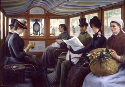 passagerer i en bus i Paris af Maurice Delondre