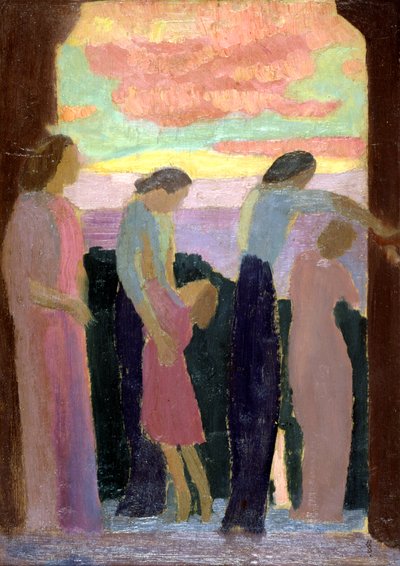 Marthe Denis og børnene på balkonen, c1900-1940 af Maurice Denis