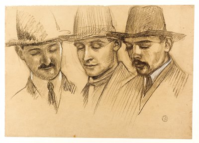 Portrætter af Père Couturier, Charles Plessard og André Lecoutey. Studie til Dutuit-kuplen: de tre arkitekter fra den Franske Skole i Rom af Maurice Denis