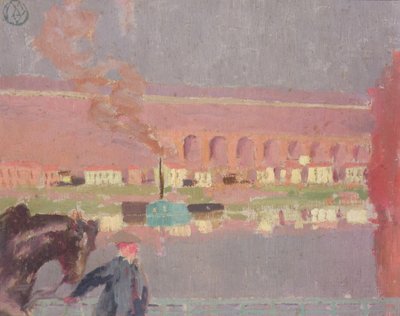 Viadukt Pecq, set fra den gamle bro ved Pecq, ca. 1898 (maleri) af Maurice Denis