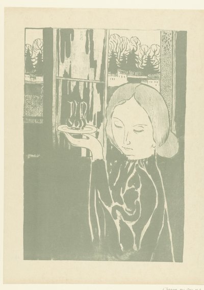Vrouw met waterkan op dienblad Kvinden med æren The Trial (serietitel) af Maurice Denis