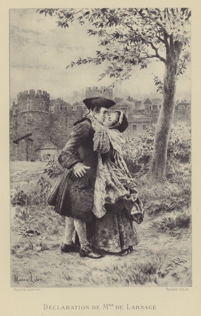 Madame de Larnages erklæring (gravering) af Maurice Leloir