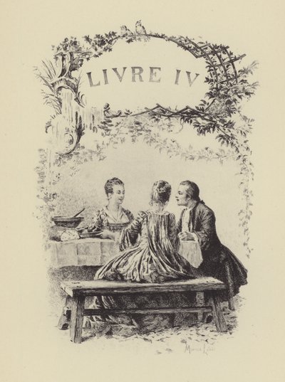 Illustration til bog IV af Jean-Jacques Rousseaus bekendelser (gravering) af Maurice Leloir