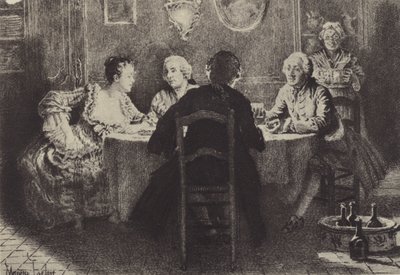 Illustration til bog VIII af Jean-Jacques Rousseaus bekendelser (gravering) af Maurice Leloir