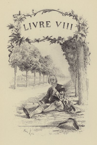 Illustration til bog VIII af Jean-Jacques Rousseaus bekendelser (gravering) af Maurice Leloir