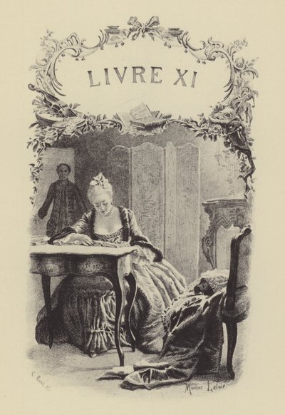 Illustration til bog XI af Jean-Jacques Rousseaus bekendelser (gravering) af Maurice Leloir