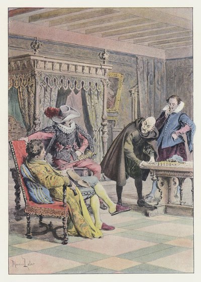Illustration til Gil Blas (farve litho) af Maurice Leloir