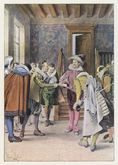 Illustration til Gil Blas (farve litho) af Maurice Leloir