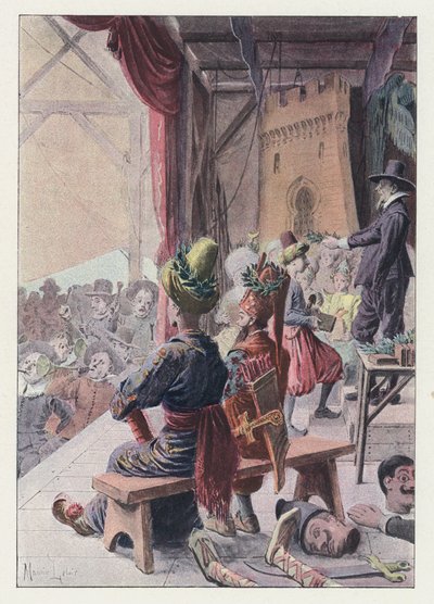 Illustration til Gil Blas (farve litho) af Maurice Leloir