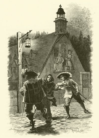Illustration til De tre musketerer (gravering) af Maurice Leloir