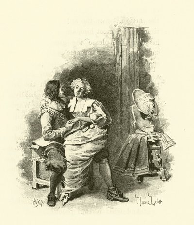 Illustration til De tre musketerer (gravering) af Maurice Leloir