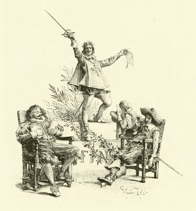 Illustration til De tre musketerer (gravering) af Maurice Leloir