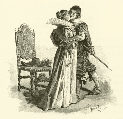 Illustration til De tre musketerer (gravering) af Maurice Leloir