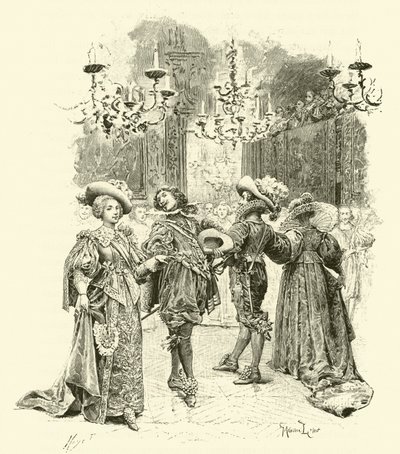 Illustration til De tre musketerer (gravering) af Maurice Leloir