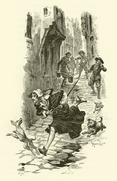Illustration til De tre musketerer (gravering) af Maurice Leloir
