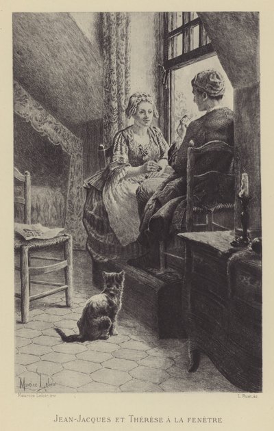 Jean-Jacques og Therese ved vinduet (dybtryk) af Maurice Leloir