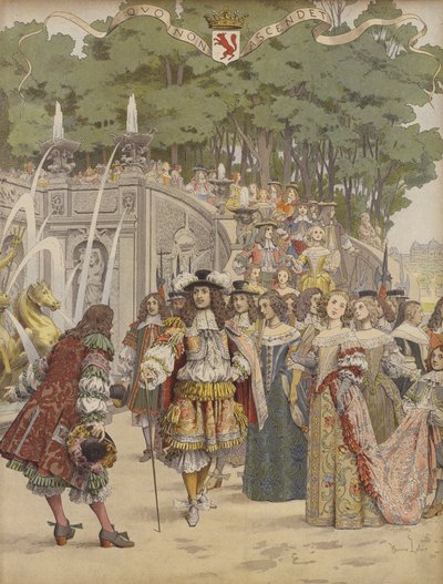 Nicolas Fouquet modtager kong Ludvig XIV i Vaux af Maurice Leloir