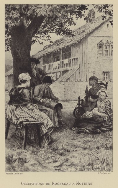Rousseaus besættelse i Motiers (gravure) af Maurice Leloir