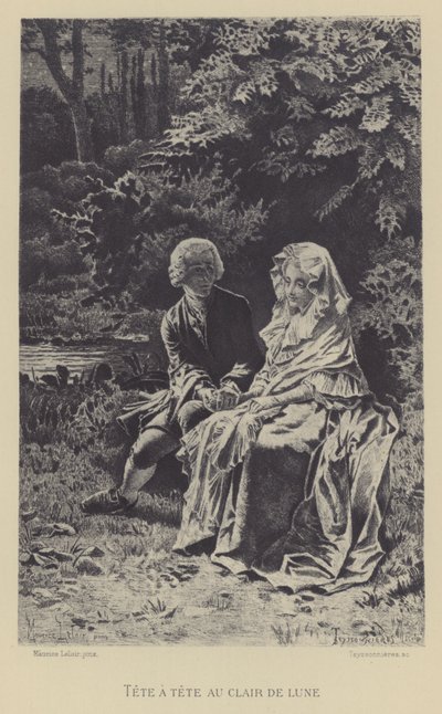 Tete-a-tete i måneskin (dybtryk) af Maurice Leloir