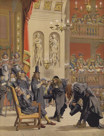 Den sidste forestilling af Moliere, i Le Malade Imaginaire af Maurice Leloir