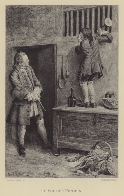 Tyveri af æbler (dybtryk) af Maurice Leloir