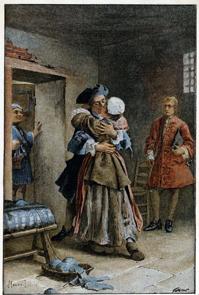 Besøg på hospitalet - i "Historien om Manon Lescaut og Chevalier Des Grieux"" af Abbe Prevost (1697-1763), fransk forfatter. Stik efter tegninger af Maurice Leloir (1885). af Maurice Leloir