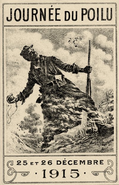 Fransk propagandaplakat "Hairy Day". 25. og 26. december 1915", udg. 1915 (farve litho) af Maurice Louis Henri Neumont