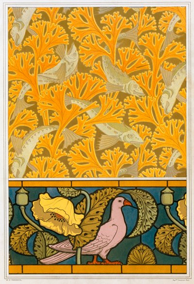 Design til tapet og farvet glas, pub. 1897. af Maurice Pillard Verneuil