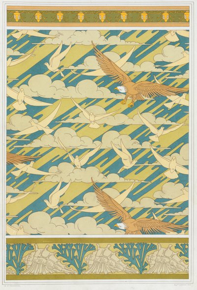 Designs til tapet kant Squash Bug, pub. 1897. af Maurice Pillard Verneuil