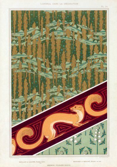 Designs til tapet, border og silkestof, pub. 1897. af Maurice Pillard Verneuil
