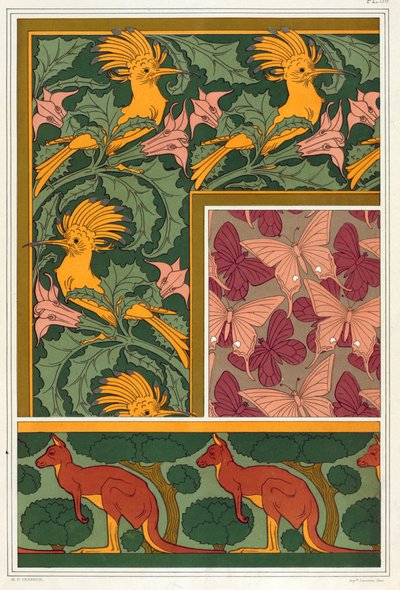 Designs til tapetkanter og silkestof, pub. 1897. af Maurice Pillard Verneuil