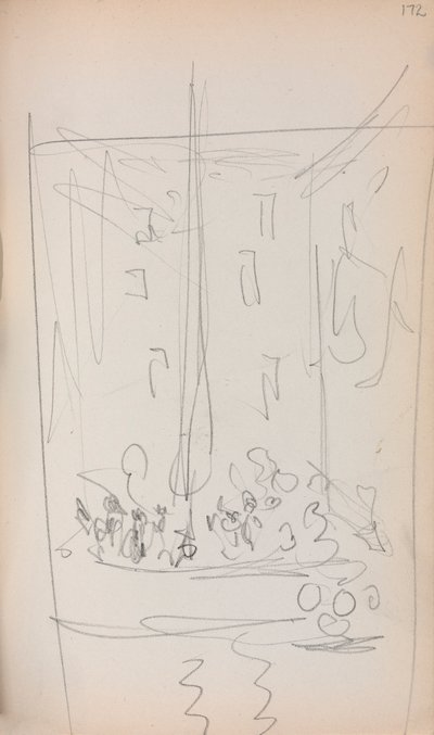 Italiensk skitsebog: Båd med figurer (side 172) af Maurice Prendergast
