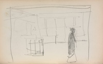 Italiensk skitsebog: Figur i et interiør (side 175) af Maurice Prendergast