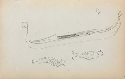 Italiensk skitsebog: Gondol og to gondoliere (side 14) af Maurice Prendergast