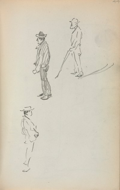Italiensk skitsebog: Tre stående mænd (side 44) af Maurice Prendergast