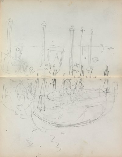 Italiensk skitsebog: Udsigt over den venetianske havn (side 37  38) af Maurice Prendergast