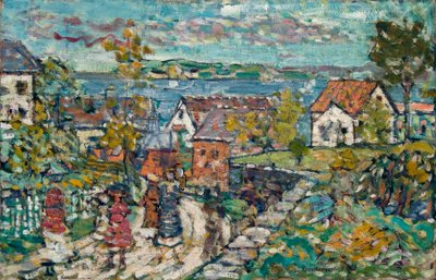 Landskab (vej og by) af Maurice Prendergast