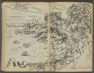 Skitsebog - The Granite Shore Hotel, Rockport, side 008  9: "Gloucester - The Road" af Maurice Prendergast