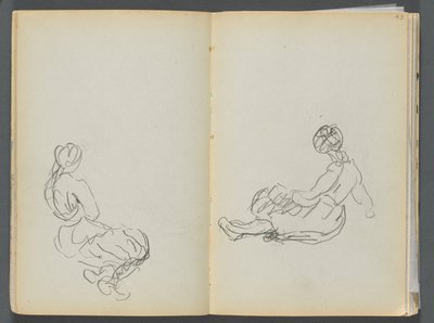 Skitsebog - The Granite Shore Hotel, Rockport, side 042  43: To siddende kvindefigurer af Maurice Prendergast