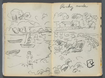 Skitsebog - The Granite Shore Hotel, Rockport, side 088  89: "Rocky Neck" af Maurice Prendergast