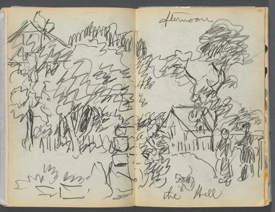 Skitsebog - The Granite Shore Hotel, Rockport, side 104-105: "Afternoon , the hill" af Maurice Prendergast