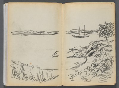 Skitsebog - The Granite Shore Hotel, Rockport, side 180 og 181: Kystlinje af Maurice Prendergast