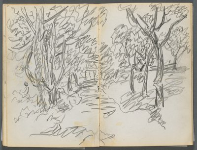 Skitsebog, The Dells, nr. 127, side 064  65: Landskab af Maurice Prendergast