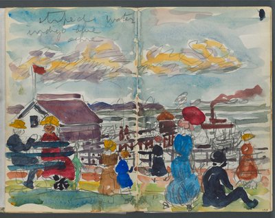 Skitsebog, The Dells, nr. 127, side 152 og 153: Figurer på en kyst af Maurice Prendergast