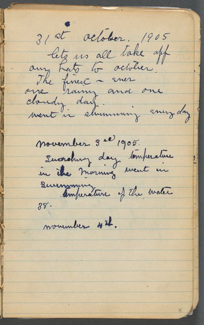 Skitsebog, side 005: Noter af Maurice Prendergast