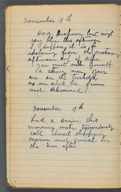 Skitsebog, side 008: Noter af Maurice Prendergast